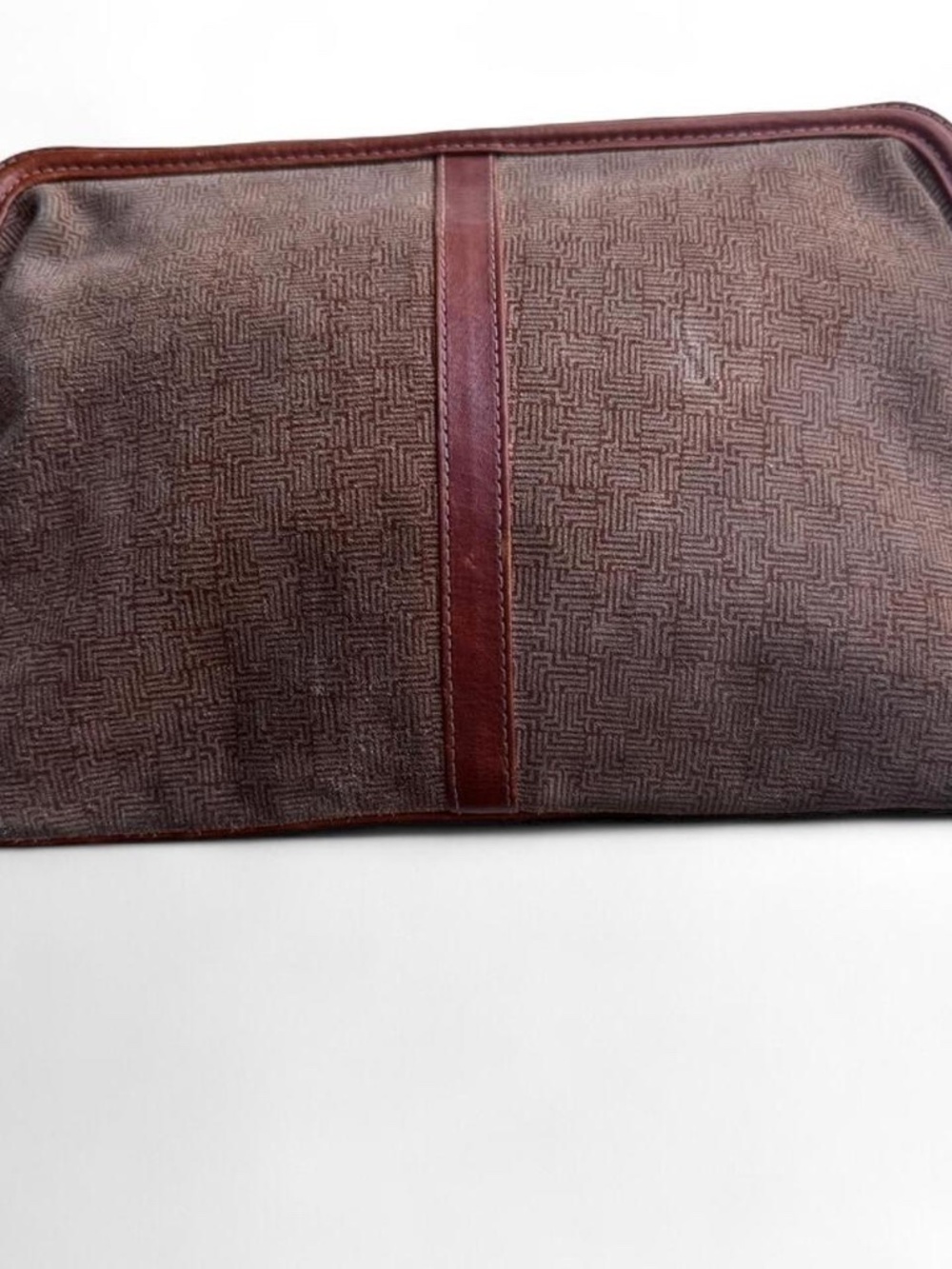 Vintage LANVIN Brown Logo Print Suede Leather Clutch Pouch Bag – Made in Italy